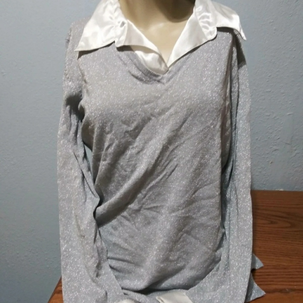 Clothing Co By Notations Silver Glitter Top